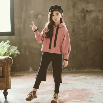 

Kids 2019 Autumn and Winter Clothing Set Girls Velvet Thicken Two-piece Set Baby Girls Fashion Sweatshirts and Pants Set, #8037