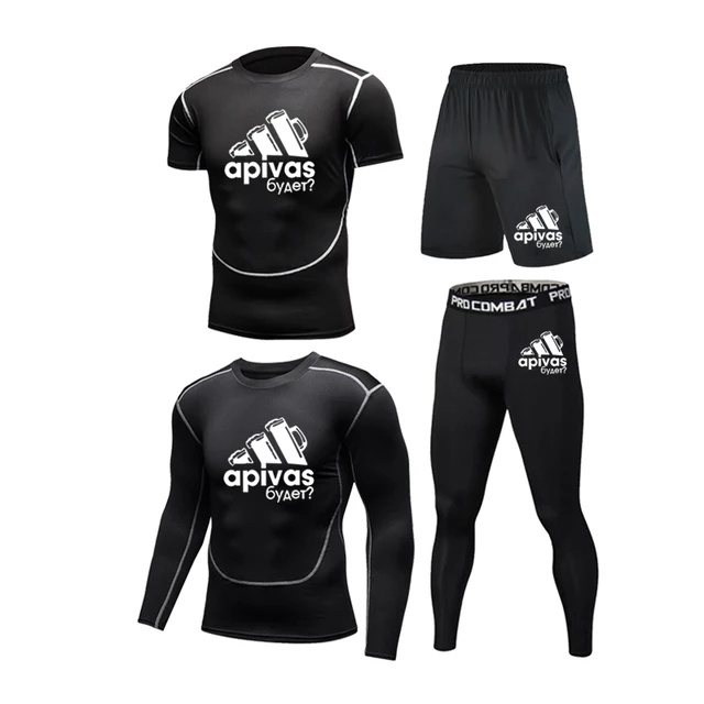Men Jiu jitsu Rashguard MMA T-shirts Sets Bjj Muay Thai Boxing Jerseys Long Sleeve Boxeo Suit Brand 5Pcs Set Fitness Sport Suits 4Pcs Set