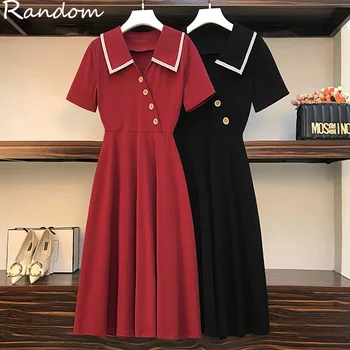 

2020 Sunmer Fashion Vintage 90s Party Black Red Dress Large Plus Size 4XL Casual Elegant Cloth Women Bandage Short Sleeve Dress