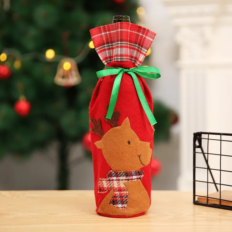 Рождественские украшения для дома Санта Клаус крышка бутылки вина снеговик чулок держатели для подарков Рождество Navidad декор год - Цвет: Xmas cover 19