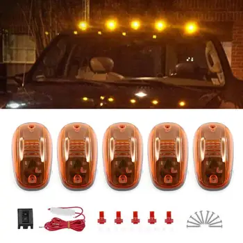 

5X Smoked Cab Roof Marker Light Amber 9 12 LED Roof Top Lamp Clearance Running Light For Truck SUV Off Road For Ford Dodge Ram