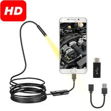 Câmera endoscópica usb flexível, à prova d' água ip67, 6 leds ajustáveis, câmera boroscópica de inspeção, micro usb otg tipo c para android e pc