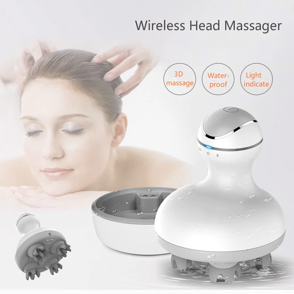 4D Electric Head Scalp Massager Waterproof Body Massage Health Care Shoulder Neck Deep Tissue Kneading Massage Prevent Hair Loss