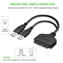 Câble adaptateur USB Sata 3 vers USB 3.0 de 2,5 pouces pour ordinateur, fil connecteur pour disque dur Ssd, 
