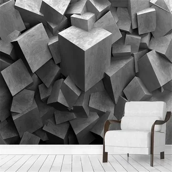 

Milofi custom wallpaper mural 3D stereo cement board square carving Wallpaper mural