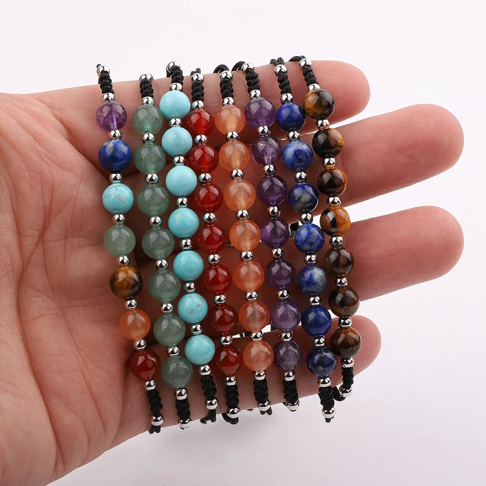 JARAVVI New Style Natural Stone 7 Chakra Beads Handmade Stainless Steel Adjustable Bracelet Women Jewelry Gift - Image 6