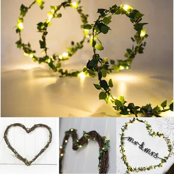 

2m 20led Leaf Garland Artificial Plants Green Vine Fake Tropical Leaves Wedding Decoration for Home DIY Wreath Greenery Rattan