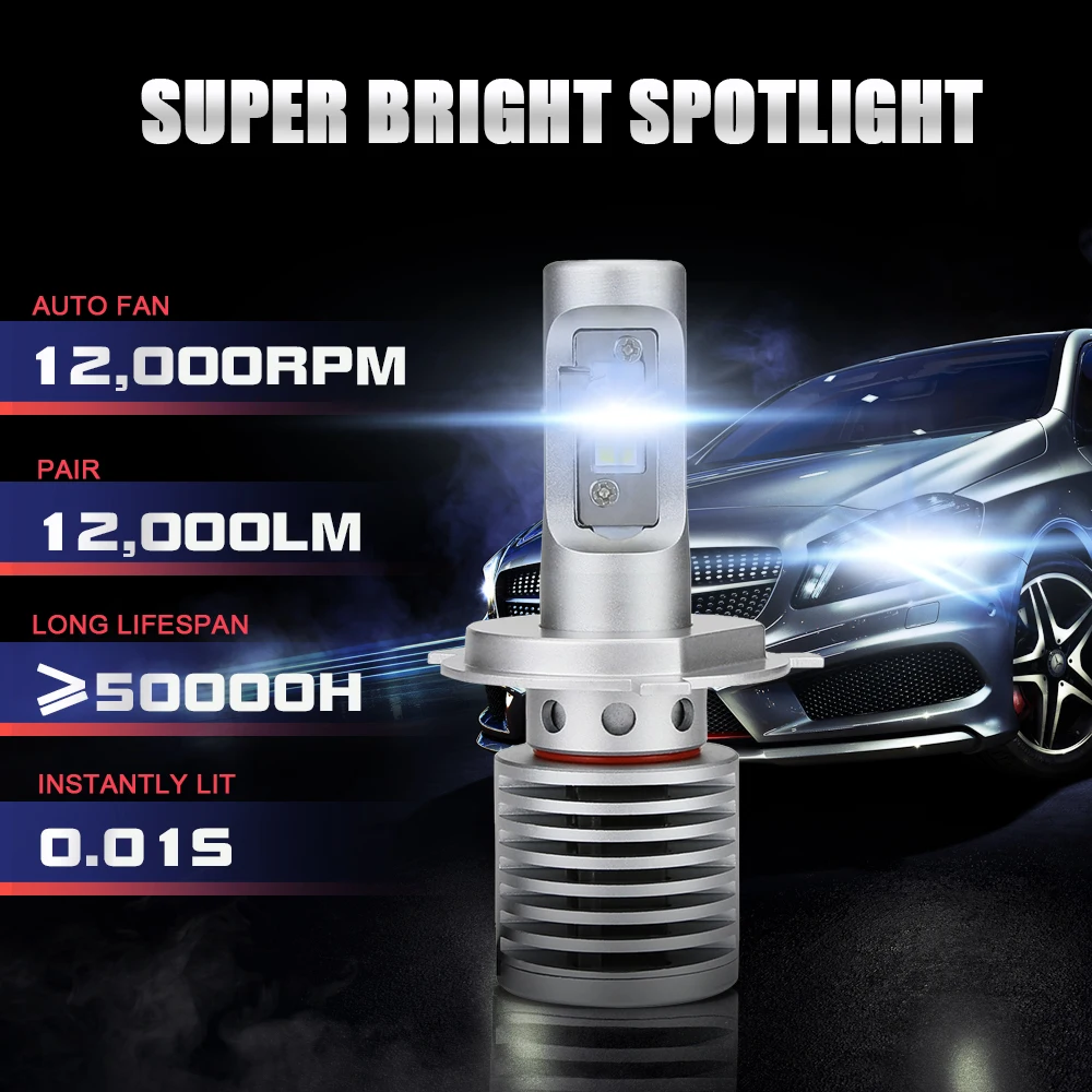 Mdint супер яркий Автомобильный светодиодный фонарь для фар Высокий/Низкий луч H1 H7 H4 H11 Светодиодный автомобильный свет Canbus 6000K 15000лм 9005 9006 налобный фонарь