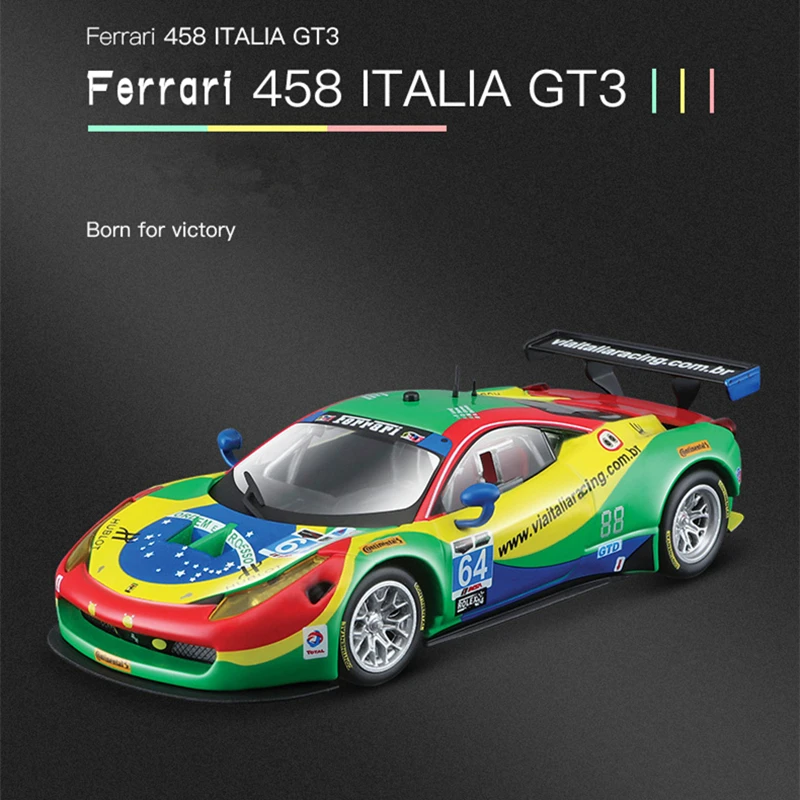 

Bburago 1:43 Ferrari 458 ITALIA GT3 series acrylic display box rally car model Simulation Alloy Car Model Collect gifts toy