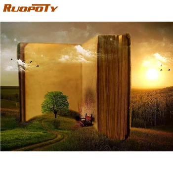 

RUOPOTY Frame Picture Diy Painting By Numbers Book Tree Coloring By Numbers Acrylic Canvas Painting Handpainted Drawing Art