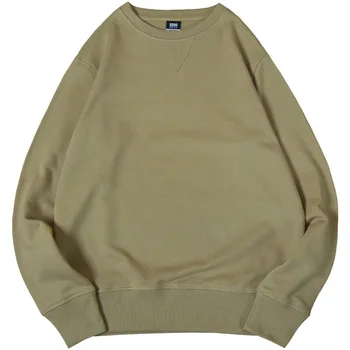 

Solid Hooded Casual Hoodie Green Men's Round Collar Pure Cotton Loose Couple Coat Autumn New Products