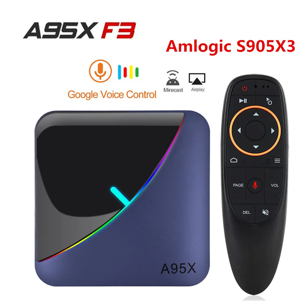 A95x F3 RGB светильник ТВ приставка Android 9,0 Amlogic S905X3 Smart Android ТВ приставка USB3.0 H.265 8K 60fps Netflix Youtube Plex медиасервер