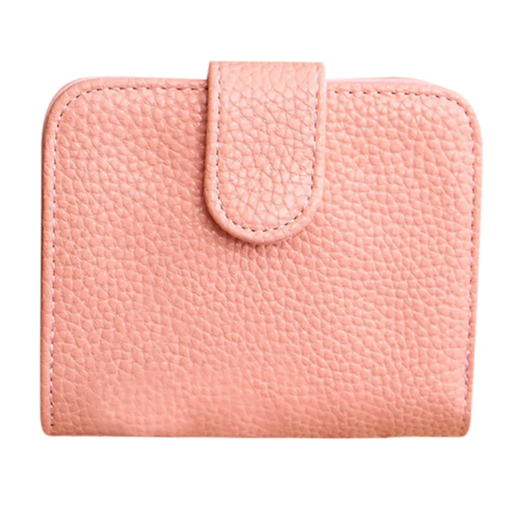 Pink Женский кошелек Фиолетовый однотонный кошелек женский на молнии Женский держатель карты клатч Сумки Мини короткий кошелек для денег Sac - Цвет: Pink