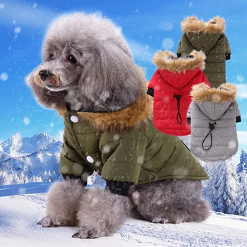 

Dog Thickening Hoodie Jacket Winter Pet Clothes Warm Cute Coat Stylish Fur collar Dog Clothes For Chihuahua Puppy D30
