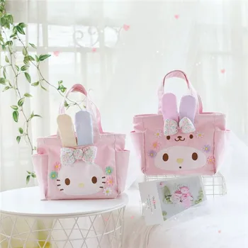 

Cartoon Cute Hello Kitty My Melody Canvas Shopping Bag Women Shoulder Bags Children Lunch Bag Tote Mother Handbag Maternity Bags