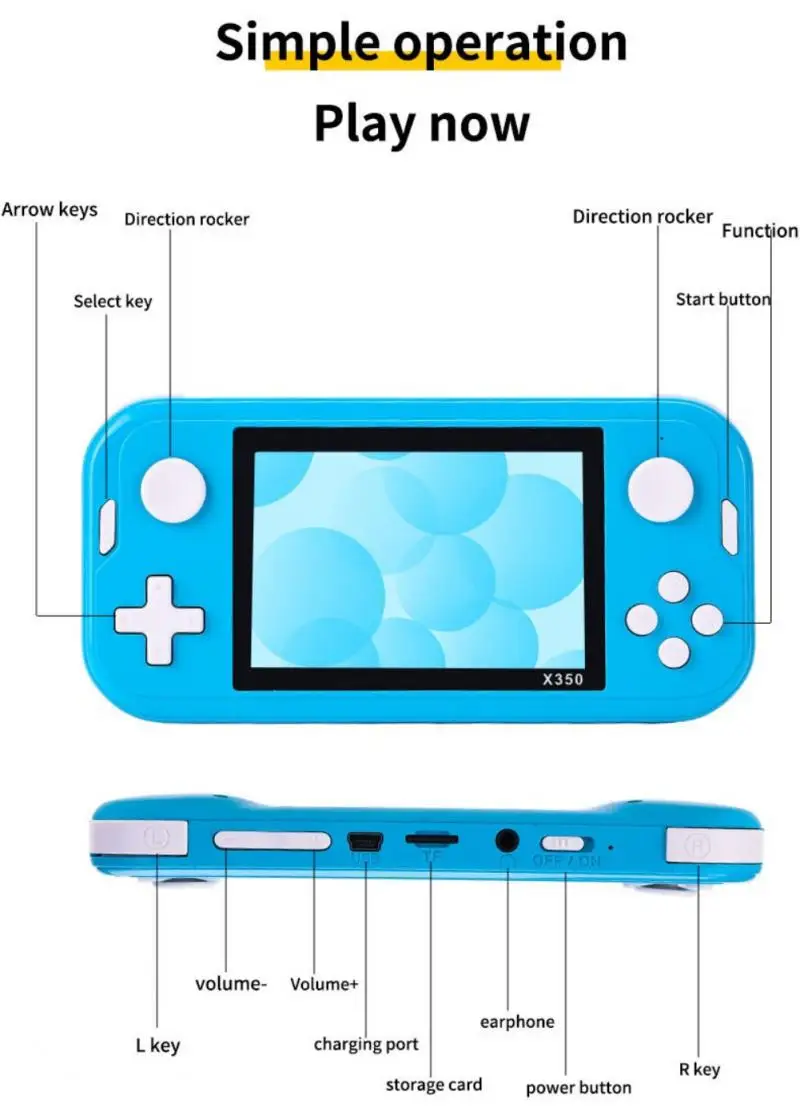 Handheld Game Player X350 Video Game Console Mini Retro Console With 6000+ Games 3.5 Inch IPS Screen For GBA/MD/FC 10 Emulators