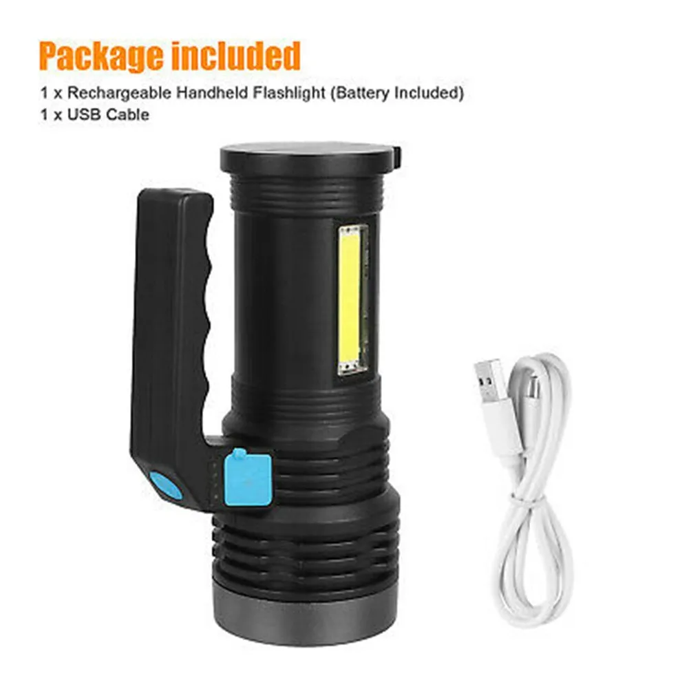 Портативный суперъяркий фонарик светодиодный прожектор с зарядкой от USB