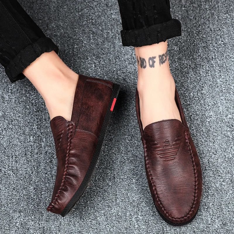 2020 New Fashion Men Loafers Soft Moccasins High Quality Spring Autumn Genuine Leather Shoes Men Soft Flats Driving Shoes