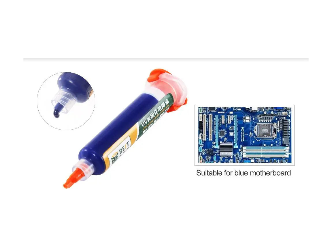 Синий UV Light-sensitive Curable Soldering Paste PCB Circuit Board Paint Welding Fluxes Oil Insulating Protective Paint With Needle - Цвет: Синий
