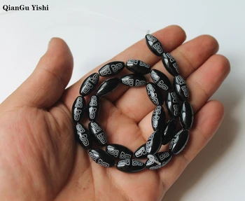 

AAA+ Natural Frosted black agate Tibetan six character mantra StoneRed Agate Drum Barrel Shape Beads For Jewelry Making DIY25pcs