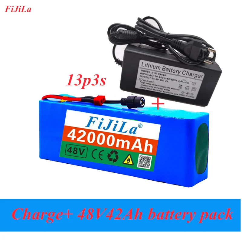 Ebike electric bicycle lithium Battery pack 48V 13s3p 42Ah 1000W BMS Charger 