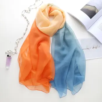 

2020 NEW Gradient Beach translucent soft rayon silk print scarf square hijab cool shawl ladies foulard femme Scarves mujer