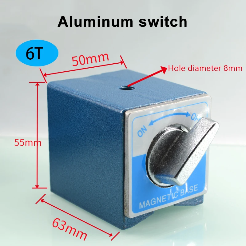 Переключатель Магнитный стол база 6T 8T 10T 12T V тип питания Магнитная база циферблат индикаторная стойка основание магнитное сиденье стол проволока резка - Цвет: 6T Aluminum