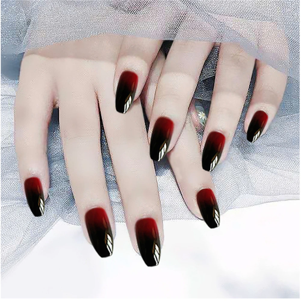 Shiny Glittler False Nails Short Multi color Fake Nails Sequins Patch Nails Artificial Nail Full Tips 5
