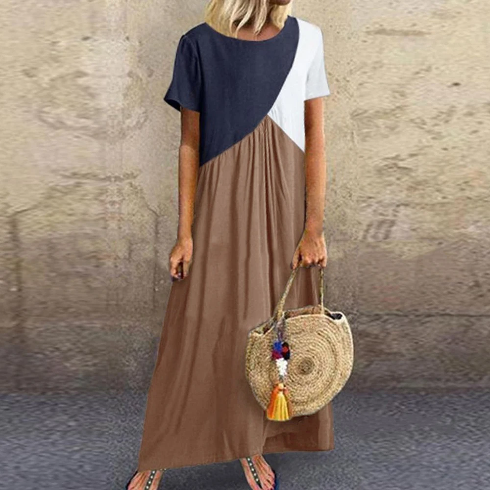 LASPERAL, новинка, женское платье с круглым вырезом, Vestidos, летнее, больше размера, d размера плюс, 5XL, лоскутное изделие, цветные платья, повседневные, подарок, женская повседневная одежда