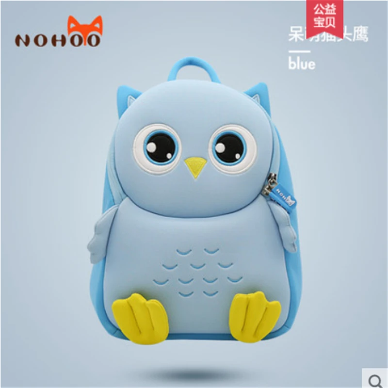 NOHOO рюкзаки для детей, детский сад, 3D мультяшный школьный рюкзак с изображением животных, Детский рюкзак для малышей, неопреновые школьные сумки для девочек и мальчиков - Цвет: Черный