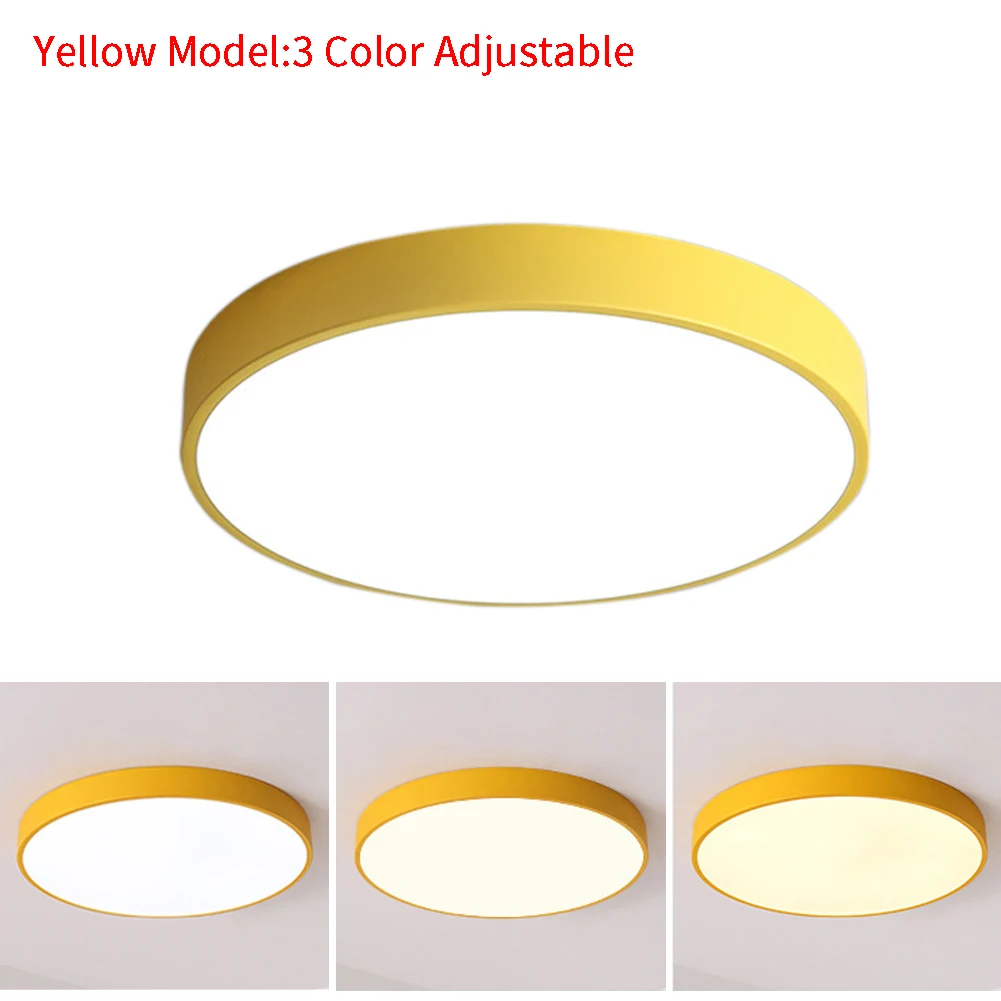 

22 Cm Wide Voltage Ceiling Light Simple Style Macarons Button Control Adjustable Round LED Lamp Colorful Easy Install Home