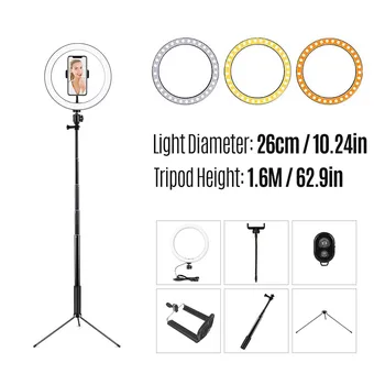 

20/26cm Fill Light Ring Light LED Light lamp Folding Fill Light for Photography Live Stream Makeup YouTube with Selfie Stick