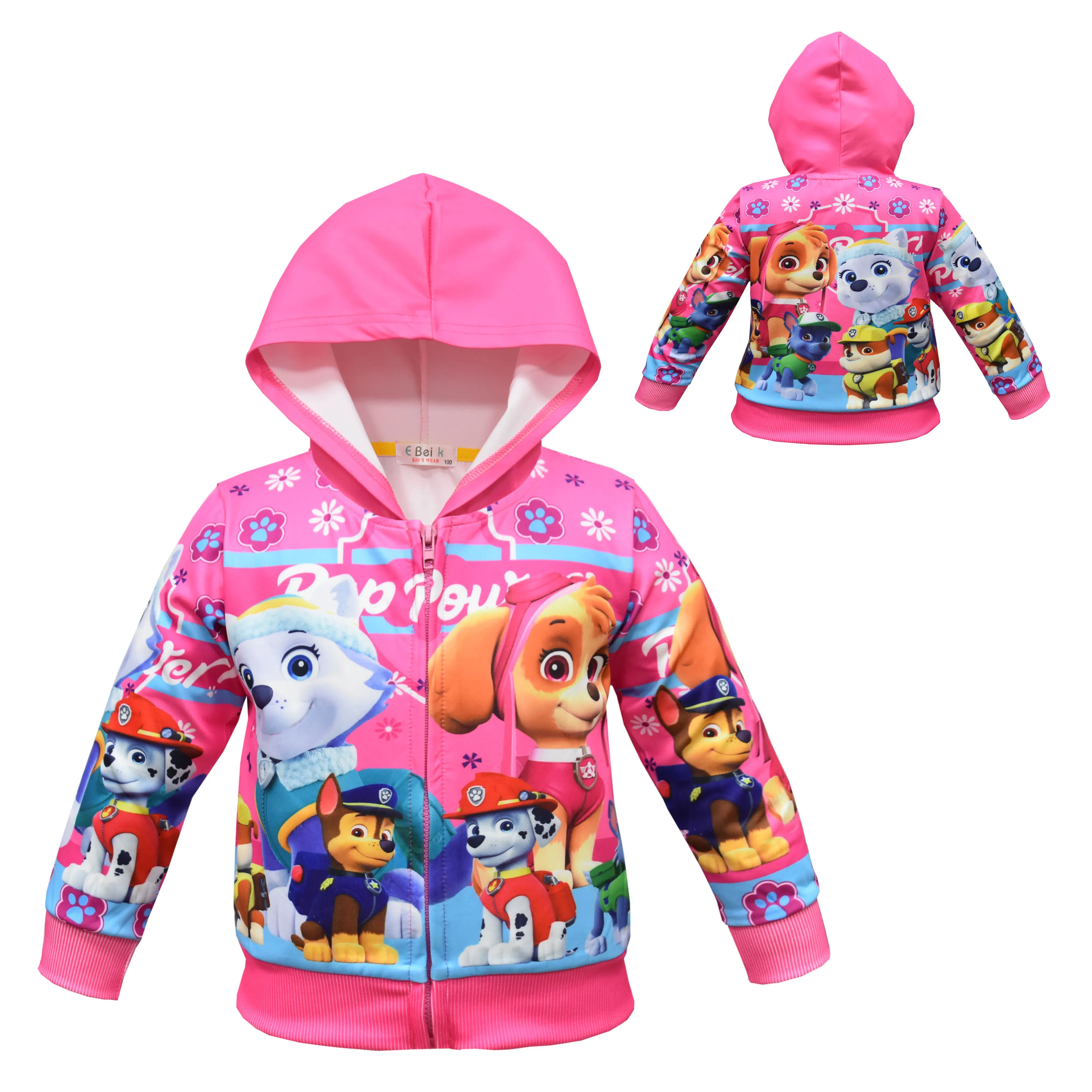 Новое пальто с капюшоном для девочек с героями мультфильмов, кардиган на молнии с длинными рукавами и капюшоном, детская Рождественская одежда, рубашка - Цвет: 3544YBK-2