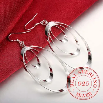 

Korean 100% 925 Sterling Silver Three Circle Wafer Vintage Long Tassel Dangle Earrings For Women 2020 Engagement Wedding Jewelry