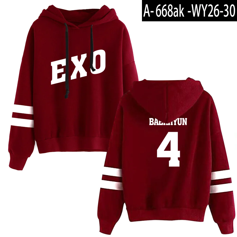 Красный KPOP фанаты куртка с капюшоном EXO женская одежда забавные дамы Jpop толстовки кофты хип хоп полиэстер/хлопок Harajuku спортивный костюм - Цвет: Red