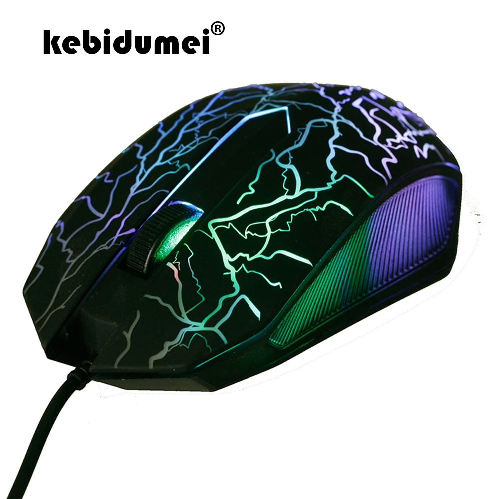 Kebidumei-ratón profesional para juegos, con cable USB, Universal, LED, colores, Juegos de ordenador, para Dota 2, LOL Gamer, 2400 DPI
