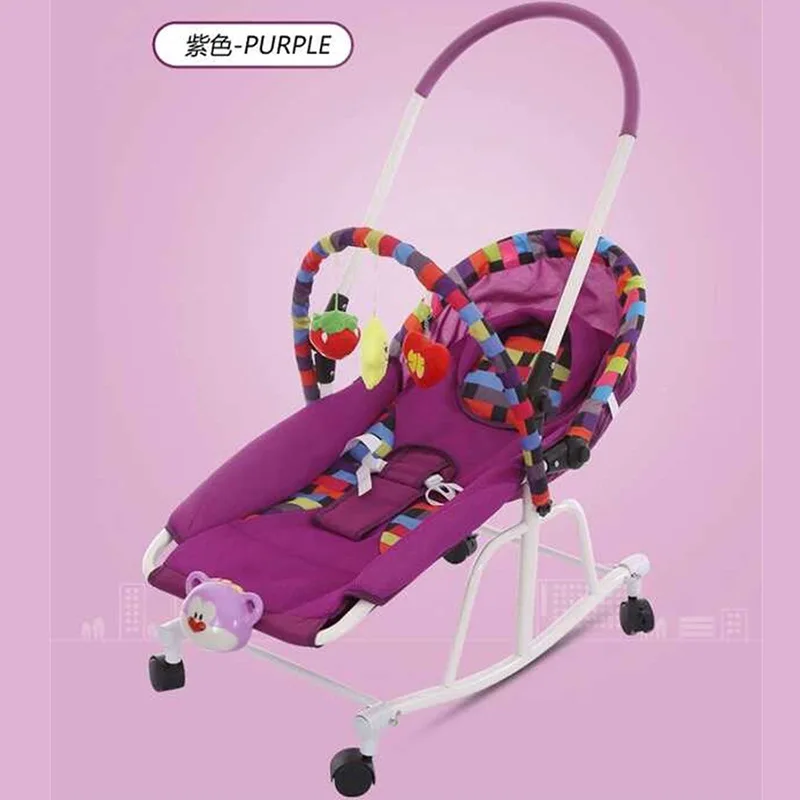 Многофункциональный новорожденных Детское кресло-качалка колыбели ходунки коляска кресло-качалка для ребёнка лежак детские качели кресло-коляска 0-19 м - Color: Purple