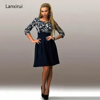 

Autumn Dress Women Vintage Vestidos Women Dress Floral Print Spring Pinup A -Line Swing Tropical High Waist Party Dresses 6XL