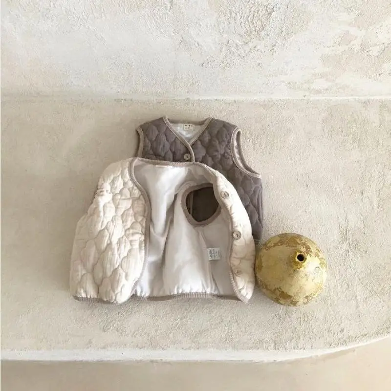 Winter Newborn Clothes Solid Color Vest Baby Girls Boys Thicken Warm Waistcoat Kid Outerwear Children Teens Cotton Jackets