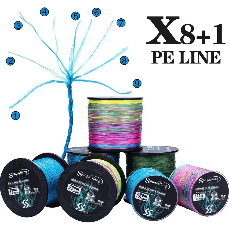 Braided Fishing-Line Multifilament Strong PE Sougayilang 8x--X-Strands 300M