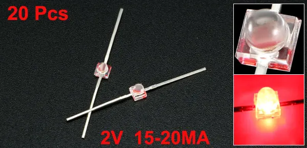 20pcs Red Uxcell 2 В/3 в SMD сверхъяркий светодиодный светильник-чип, светящиеся диоды, низкий светильник, затухание, ультра-низкое тепловое значение, быстрый светильник - Цвет: 20pcs Red
