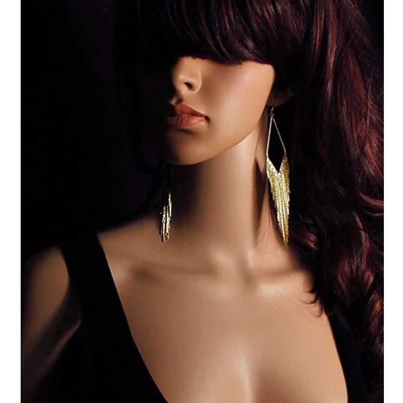 Dangle Earrings Drop Earrings Long Earrings Golden Earrings Crystal Tassel Earrings Gold Color for Women