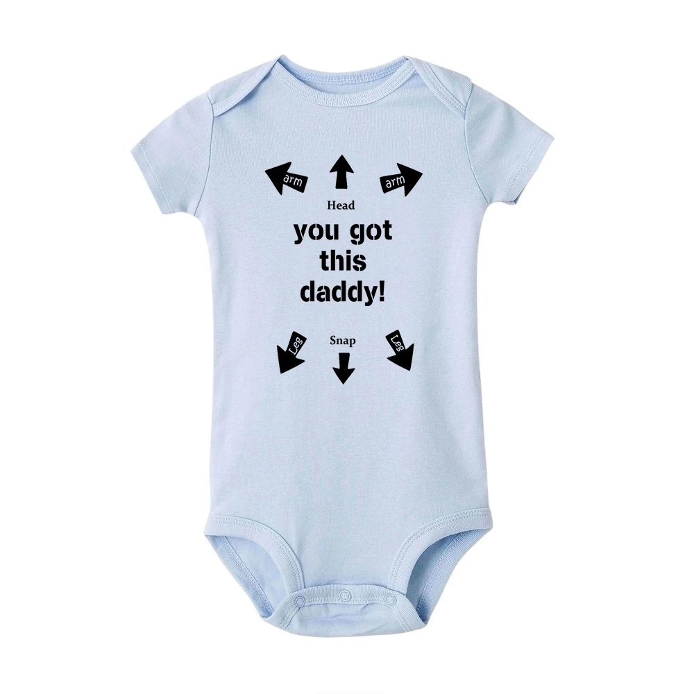 Детские комбинезоны с надписью «You Got This Daddy»; летняя одежда с короткими рукавами для новорожденных; хлопковый комбинезон для маленьких мальчиков и девочек; костюм для подвижных игр - Цвет: R012-SRPLB