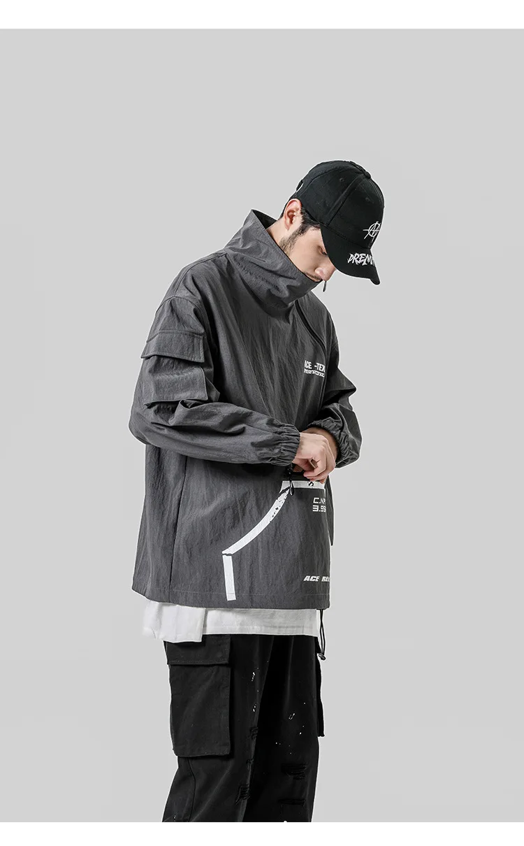 EWQ / Men's Clothes Autumn New Pullover Oblique Zipper Stand Collar Personality Jacket For Male Tide Long Sleeve 19H-a129