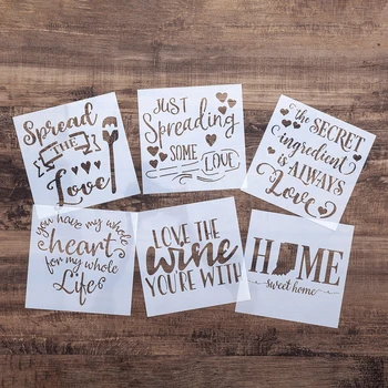 

6 pcs 13 cm DIY Crafts Layering Home Love Letter Stencil for Painting Scrapbooking Embossing Gift Paper Cards Template Tool