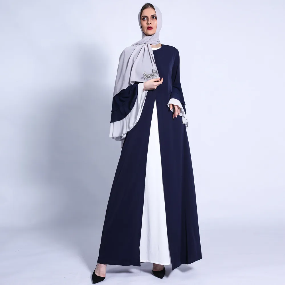 

New Flare Sleeve Chiffon Abayas For Women Muslim Dress Dubai Turkey Open Abaya Kimono Cardigan Islamic Clothing Ramadan Eid Robe