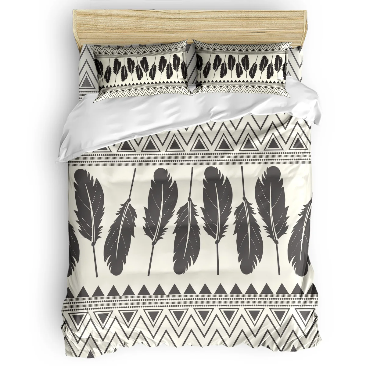 

Vintage Feathers Duvet Cover Set Vintage Floral Art Design Collection of 3/4pcs Bedding Set Bed Sheet Pillowcases Cover Set