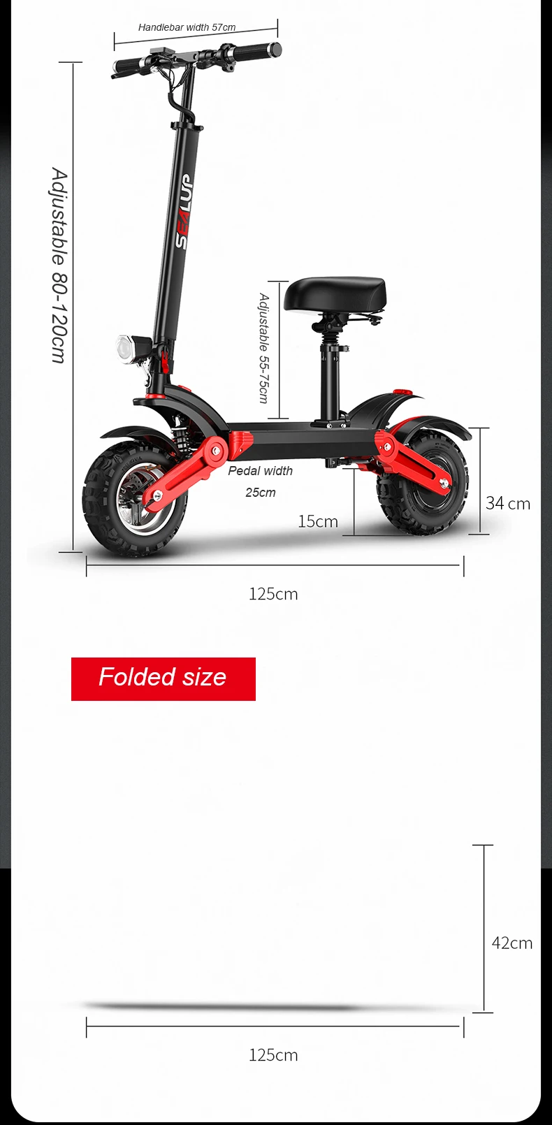 Flash Deal 12 Inch Off Road Electric Scooter 2 Wheels Electric Scooter 48V 500W E-Scooter Range 150KM Double Suspension Adult Kick Scooter 27