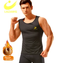 LAZAWG Men Sauna Sweat Vest Waist Trainer Corset Zipper Fitness Tank Top Body Shaper Compression Shirt Weight Loss Thermo Belt