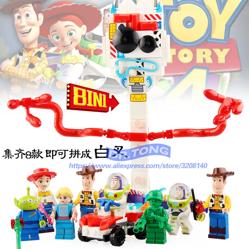 

80PCS 8 In 1 Toy Story 4 Story Woody Jessie Buzz Lightyear Alien Sergeant Cartoon Character Building Blocks Toys Gifts Sy1448